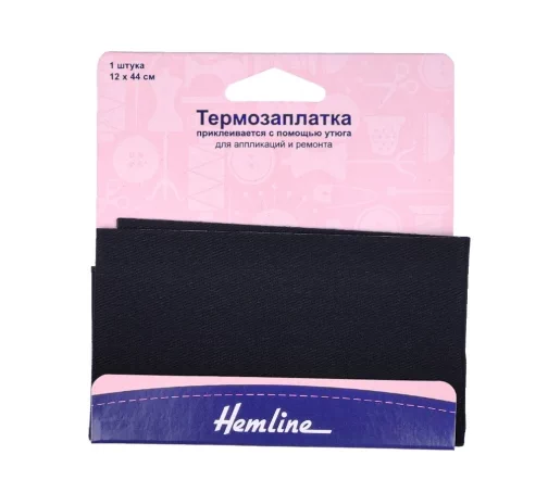 690.L.B Термозаплатка, 12 х 44 см, полиэстер/хлопок, цвет черный, Hemline