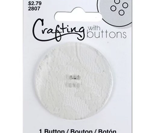 Пуговица "Белое кружево", серия "Black & White", 4 отв., пластик, белый