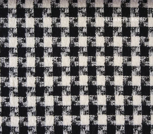 Шерсть костюмно-пальтовая "собачий клык", цвет молочный/черный, 01278-2