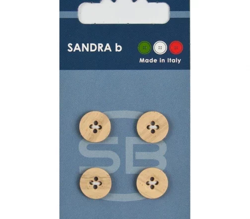 Пуговицы Sandra, 11 мм, 4 отв., пластик, 4 шт., деревянный, CARD235