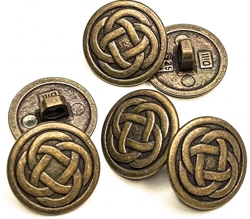 Пуговица DILL "Плетение", на ножке, металл, цвет состаренная латунь, 18 мм