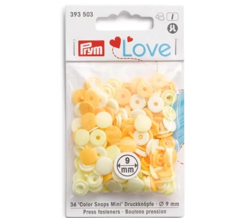 393503 Kнопки Color Snaps Mini Prym Love, желтый цв., 9мм, 36шт, Prym