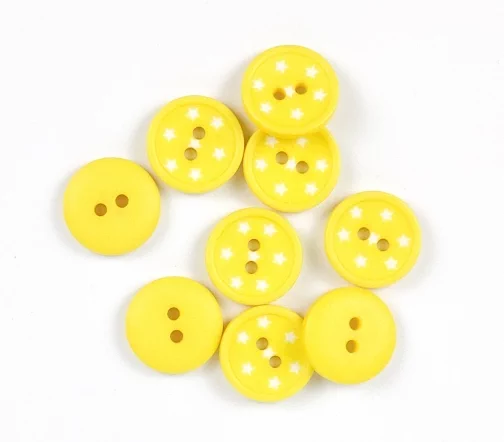 Пуговица Union Knopf "Звездочки", 2 отв., пластик, цвет желтый, 15 мм