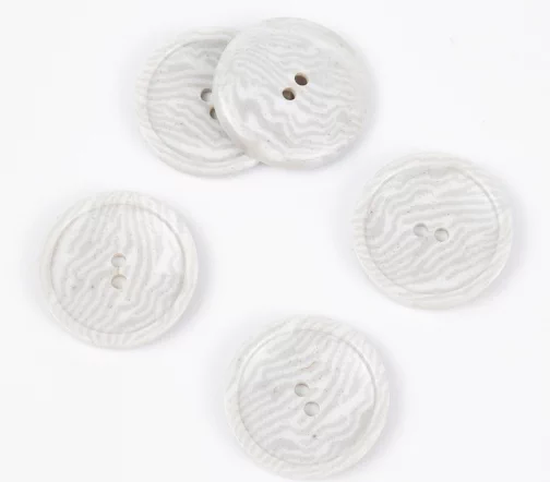Пуговицы, Union Knopf, круглые, зебра, 2 отв., пластик, цвет серый/молочный, 23 мм