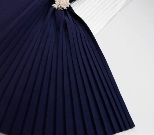 Плиссе креп дублированное, цвет темно-синий, 1122201-4