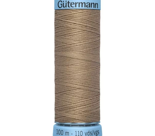 Нить Silk S303 для тонких швов, 100м, 100% шелк, цвет 868 неотбеленный шелк, Gutermann 744590