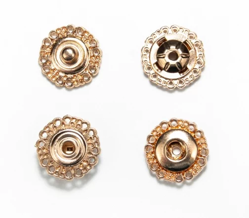 Кнопки ажурные, металл, пришивные, 15 мм, цвет золото, 04-G-15