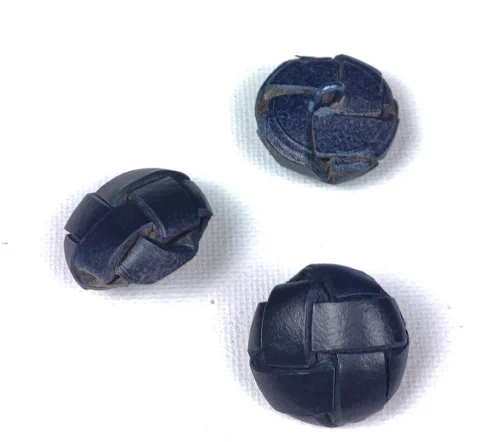 Пуговицы, Union Knopf, "Плетеные", на мет. ножке, натур. кожа, цвет темно-синий, 25 мм