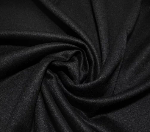 Трикотаж шерстяной однотонный, цвет черный, 65201