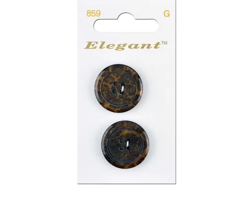 Пуговицы Elegant, арт. 859 Н, 4 отв., 22  мм, пластик, 2 шт., т.коричневый