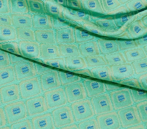 Жаккард "Квадратики", цвет салатовый/синий/бежевый, 00740