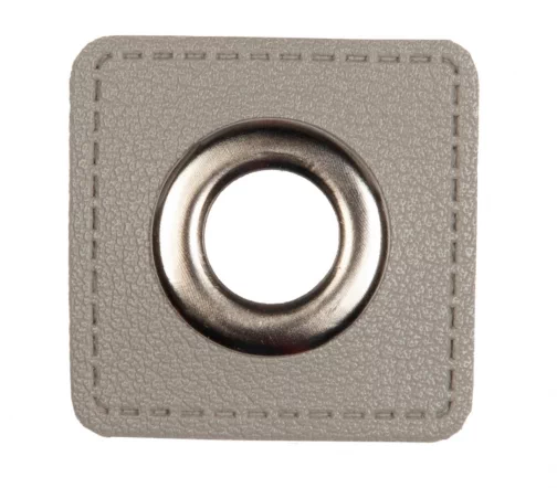 Люверс пришивной на патче HKM "Квадрат", 3,3см, 2шт., цвет св-серый, арт. 1200/31