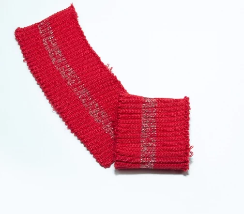Манжеты трикотаж с полоской, цвет красный/серебряный меланж