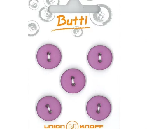 Пуговицы, Union Knopf, 2 отв., пластик, цв. сиреневый, 15 мм, 5 шт., 81115