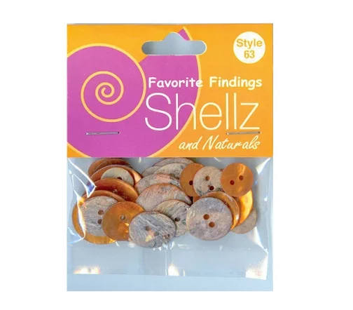 Набор пуговиц, серия Favorite Findings "Shellz & Naturals", перламутр, 2 отв., 32 шт., цв.оранжевый