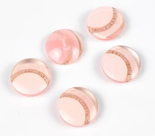 Пуговицы, Union Knopf, круглые, с полосой бисера внутри, на ножке, пластик, цвет розовый, 23 мм